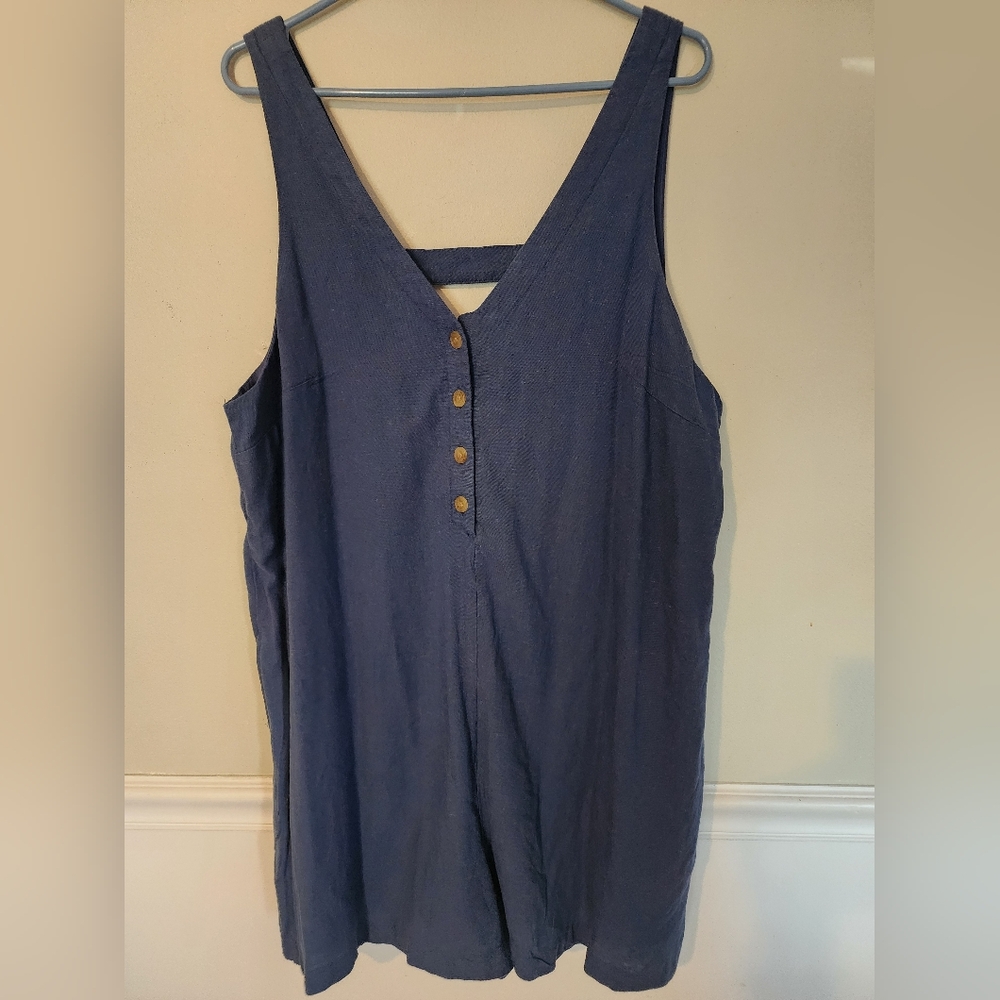 NWT-American Eagle- Blue Sleeveless Button-Down Romper